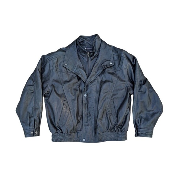 Wilsons Leather Other - Wilsons‎ Leather Men's Black Leather Motorcycle Jacket XXL Insulated